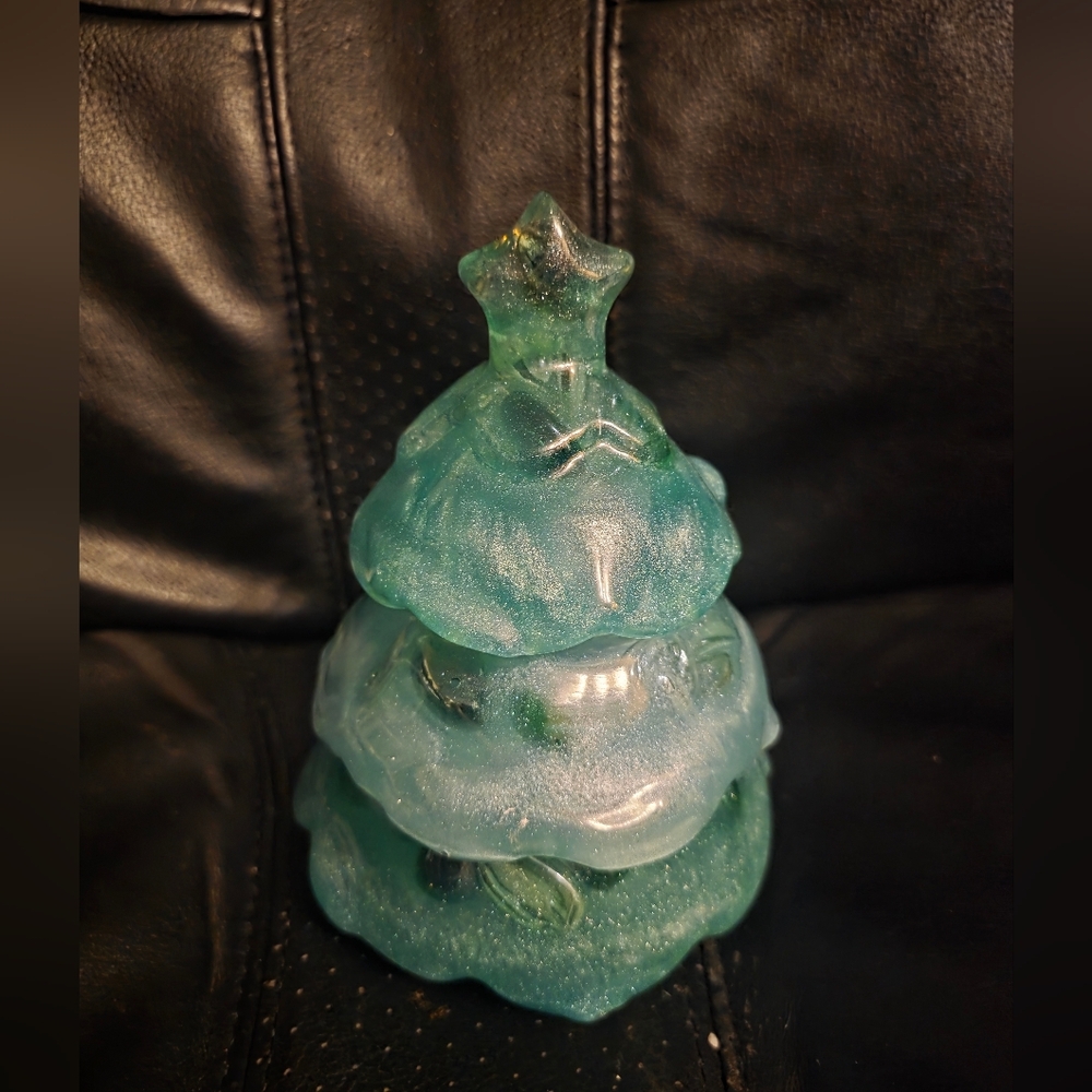 3 Piece Stackable Resin Christmas Tree Storage Jar Container Jewelry Trinket Box